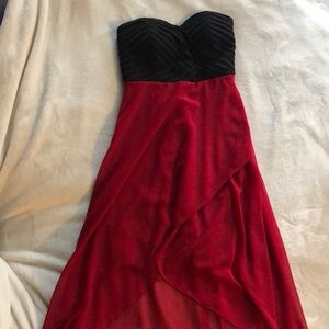 Beautiful red and black strapless dress